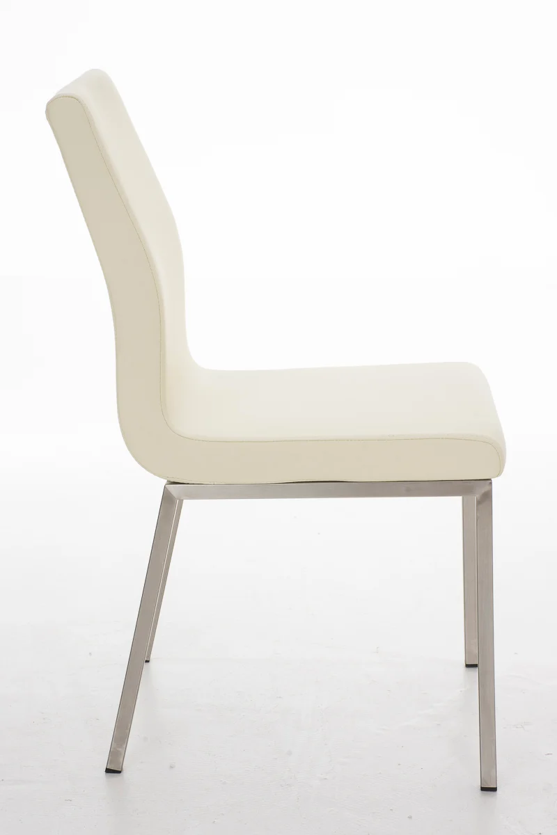 Chaise de salle à manger x1 style épuré en PVC crème et acier inoxydable 10_0002008