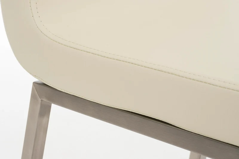 Chaise de salle à manger x1 style épuré en PVC crème et acier inoxydable 10_0002008