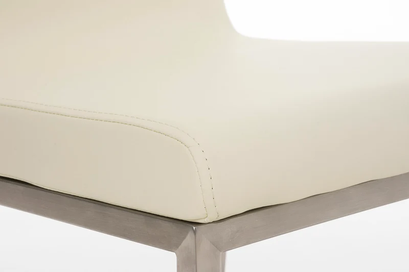 Chaise de salle à manger x1 style épuré en PVC crème et acier inoxydable 10_0002008