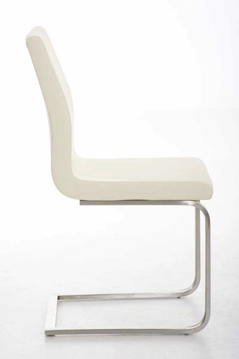 Chaise de salle à manger x1 design moderne en PVC crème support en acier inoxydable 10_0001990