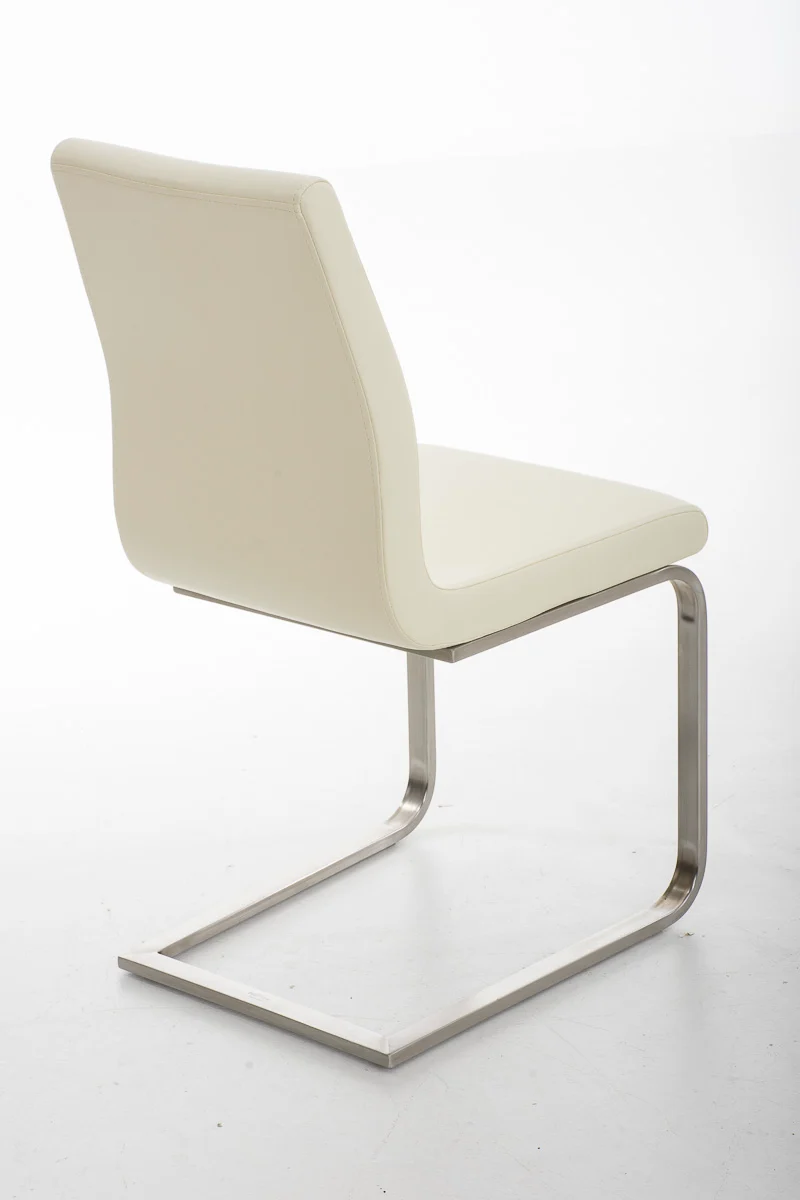 Chaise de salle à manger x1 design moderne en PVC crème support en acier inoxydable 10_0001990