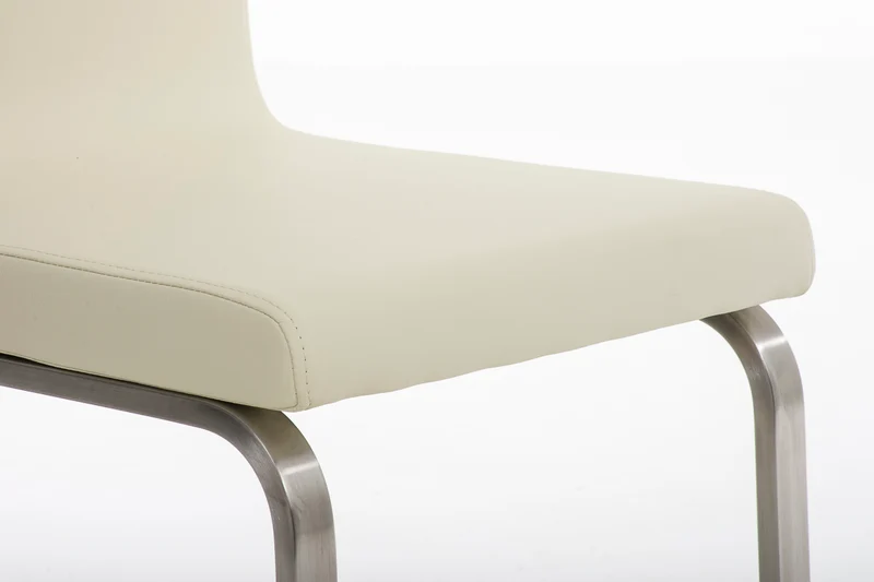 Chaise de salle à manger x1 design moderne en PVC crème support en acier inoxydable 10_0001990