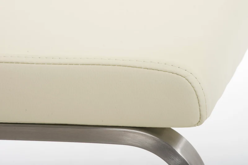 Chaise de salle à manger x1 design moderne en PVC crème support en acier inoxydable 10_0001990