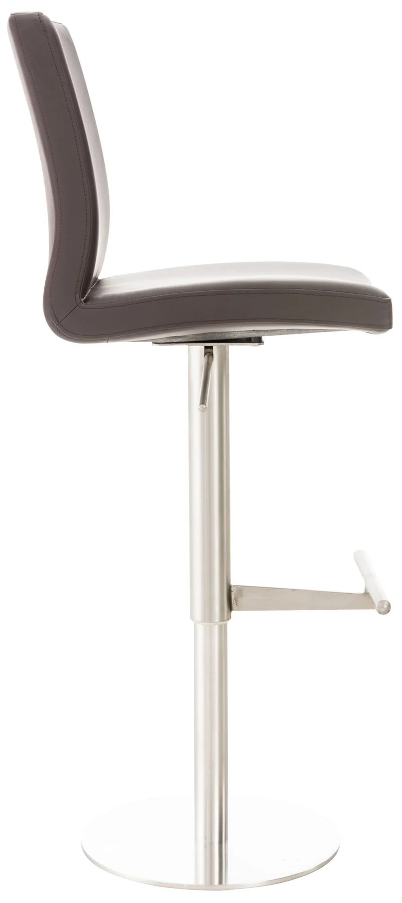 Tabouret de bar x1 réglable en hauteur et pivotant à 360° plateforme ronde en métal assise en PVC marron 10_0004565
