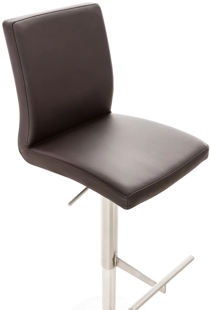 Tabouret de bar x1 réglable en hauteur et pivotant à 360° plateforme ronde en métal assise en PVC marron 10_0004565