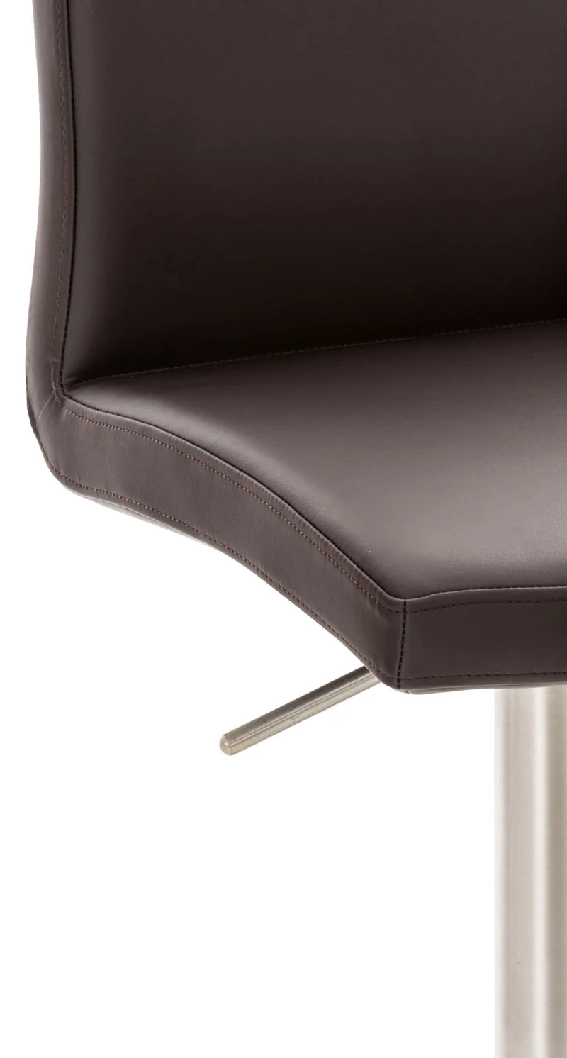 Tabouret de bar x1 réglable en hauteur et pivotant à 360° plateforme ronde en métal assise en PVC marron 10_0004565
