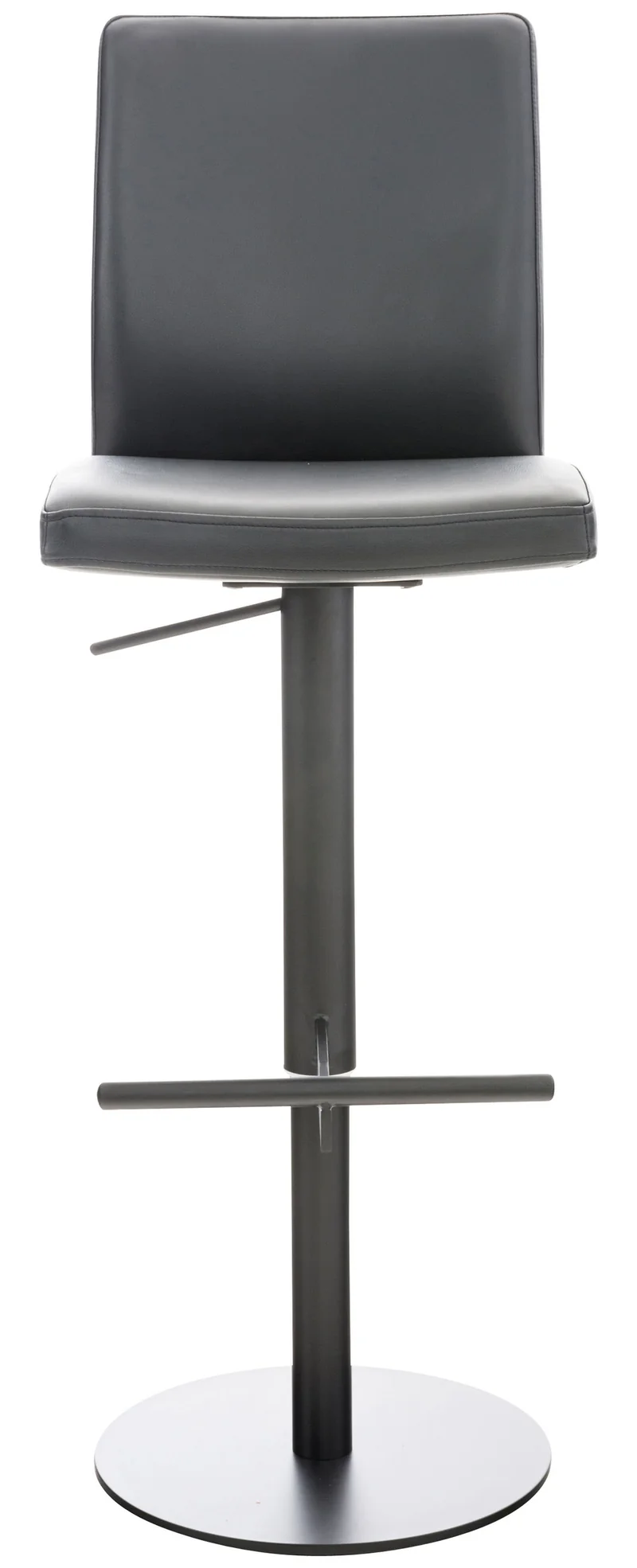 Tabouret de bar x1 réglable en hauteur et pivotant à 360° plateforme ronde en métal noir assise en PVC noir 10_0004566