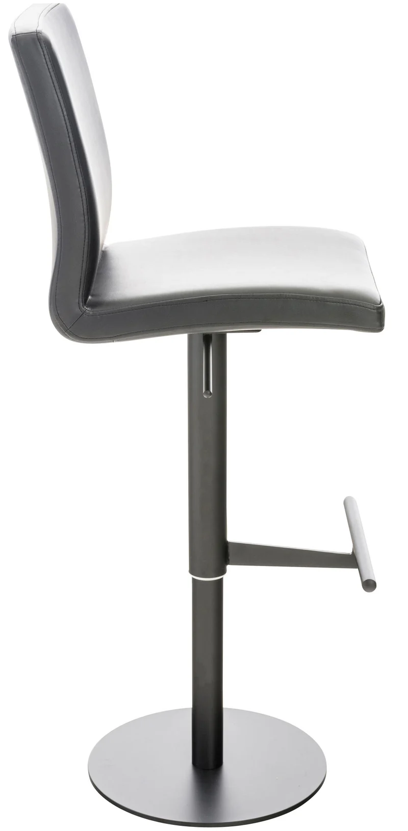 Tabouret de bar x1 réglable en hauteur et pivotant à 360° plateforme ronde en métal noir assise en PVC noir 10_0004566