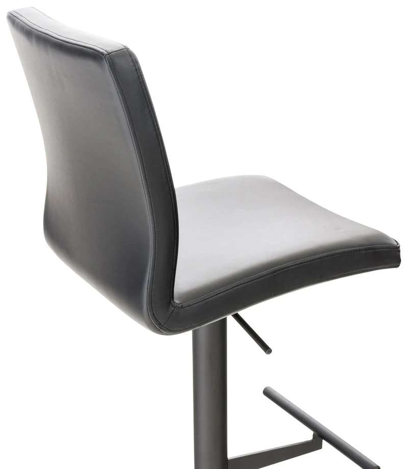 Tabouret de bar x1 réglable en hauteur et pivotant à 360° plateforme ronde en métal noir assise en PVC noir 10_0004566