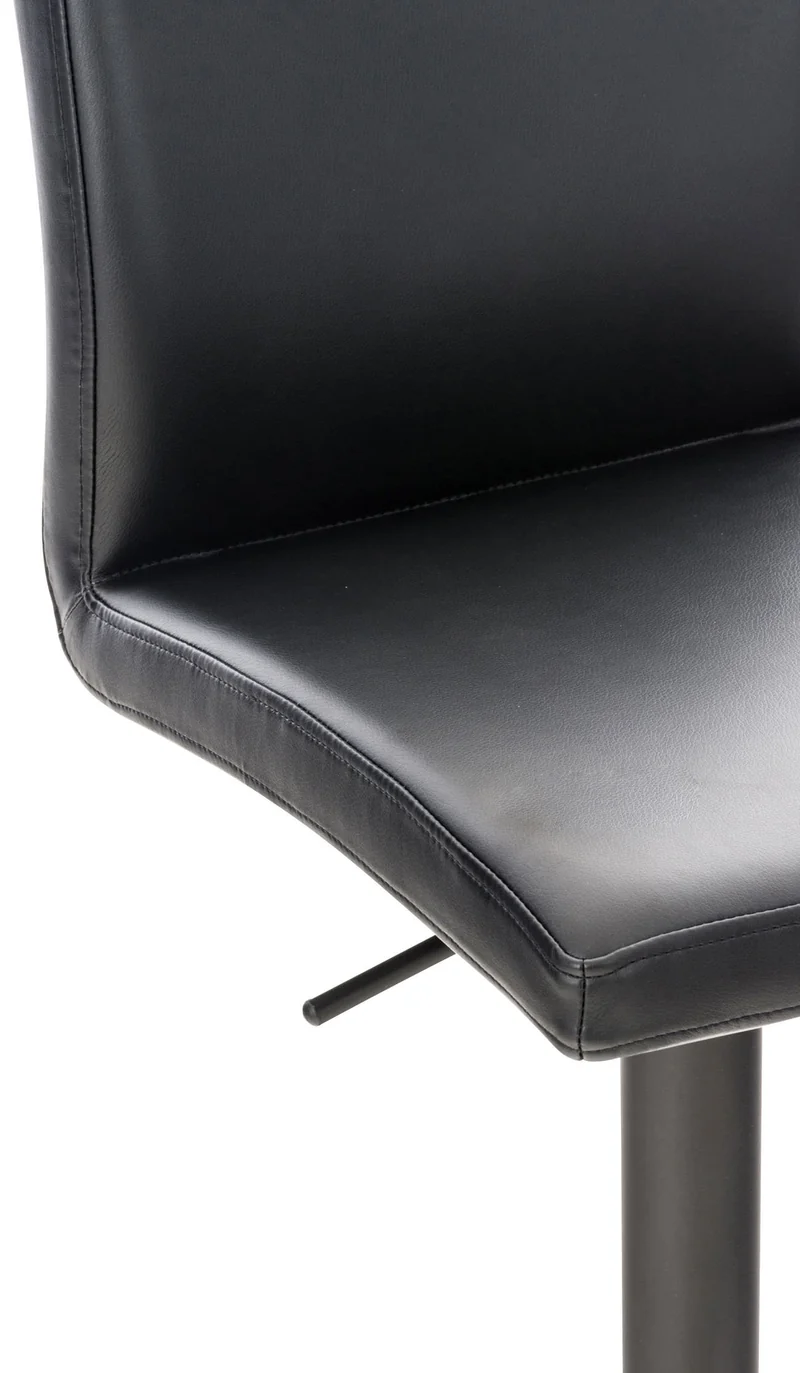 Tabouret de bar x1 réglable en hauteur et pivotant à 360° plateforme ronde en métal noir assise en PVC noir 10_0004566