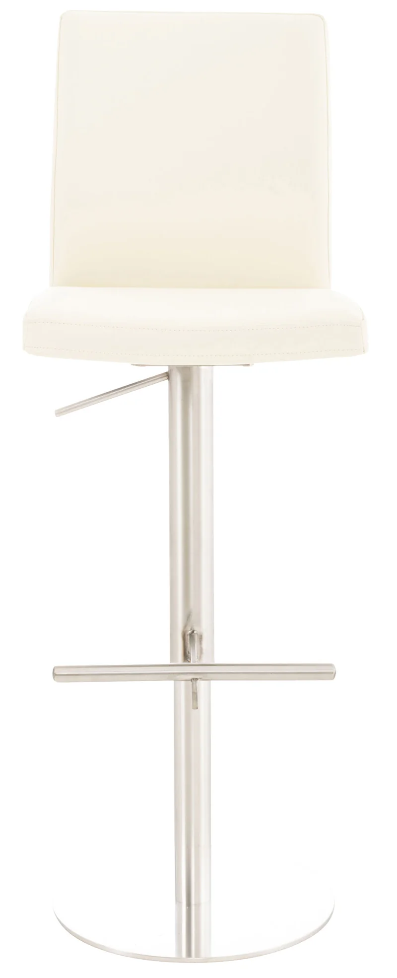 Tabouret de bar x1 réglable en hauteur et pivotant à 360° plateforme ronde en métal assise en PVC crème 10_0004562