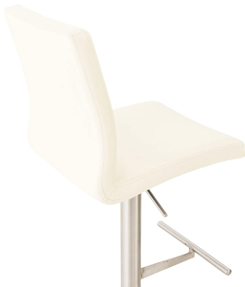Tabouret de bar x1 réglable en hauteur et pivotant à 360° plateforme ronde en métal assise en PVC crème 10_0004562