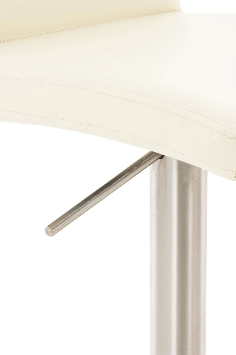 Tabouret de bar x1 réglable en hauteur et pivotant à 360° plateforme ronde en métal assise en PVC crème 10_0004562