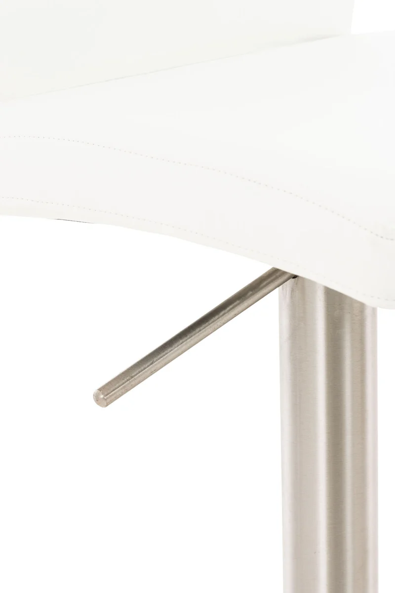 Lot de 2 tabourets de bar avec repose-pieds et dossier assise en similicuir blanc cadre acier inoxydable 10_0006241
