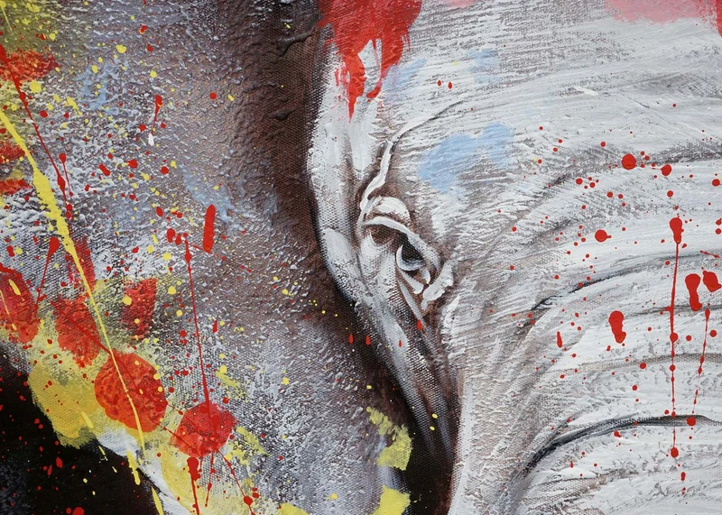 Tableau peinture à l’huile Éléphant toile murale XL peinte à la main 150 x 100 cm 04_0010883