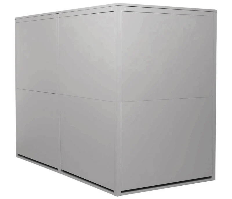 Garage à vélos double abri métallique verrouillable avec rails 160 x 113 x 209 cm en fer gris clair 04_0006964