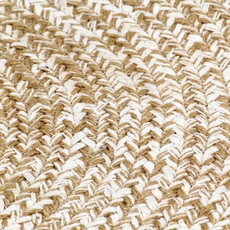 Tapis fait à la main Jute Blanc et naturel 90 cm DEC023517