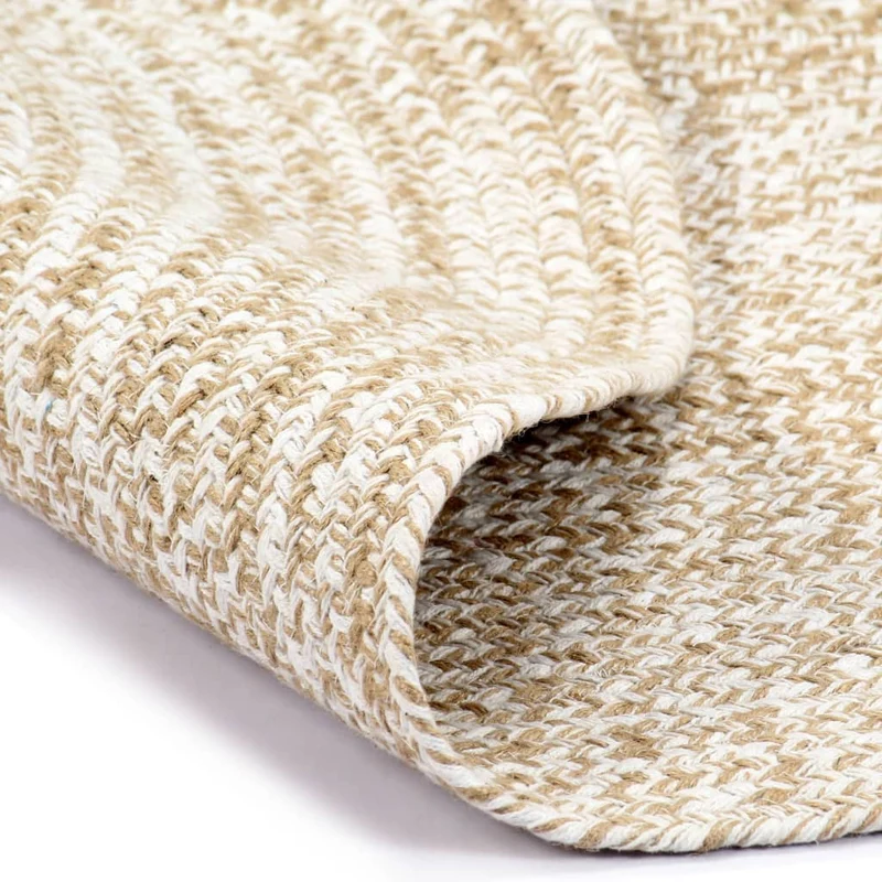 Tapis fait à la main Jute Blanc et naturel 90 cm DEC023517