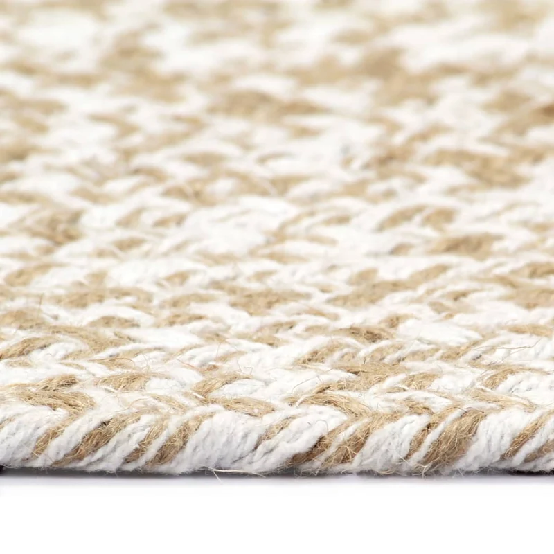 Tapis fait à la main Jute Blanc et naturel 90 cm DEC023517