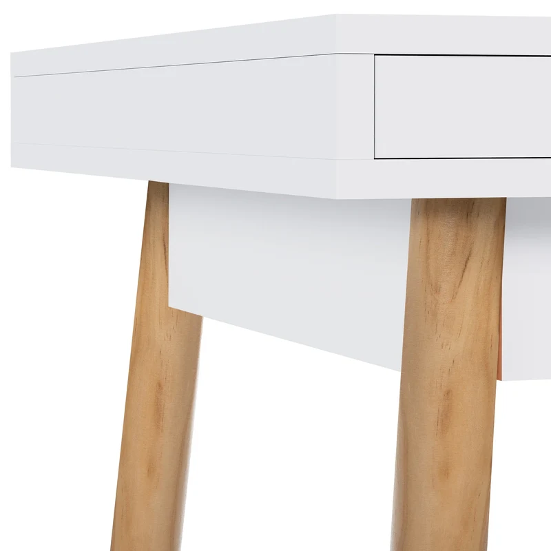 Bureau moderne blanc et chêne avec deux tiroirs 140 cm – Style scandinave 10_0009195