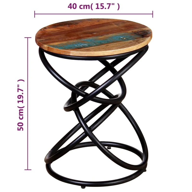 Table d'appoint support de plante en bois de récupération multicolore et fer DEC032376
