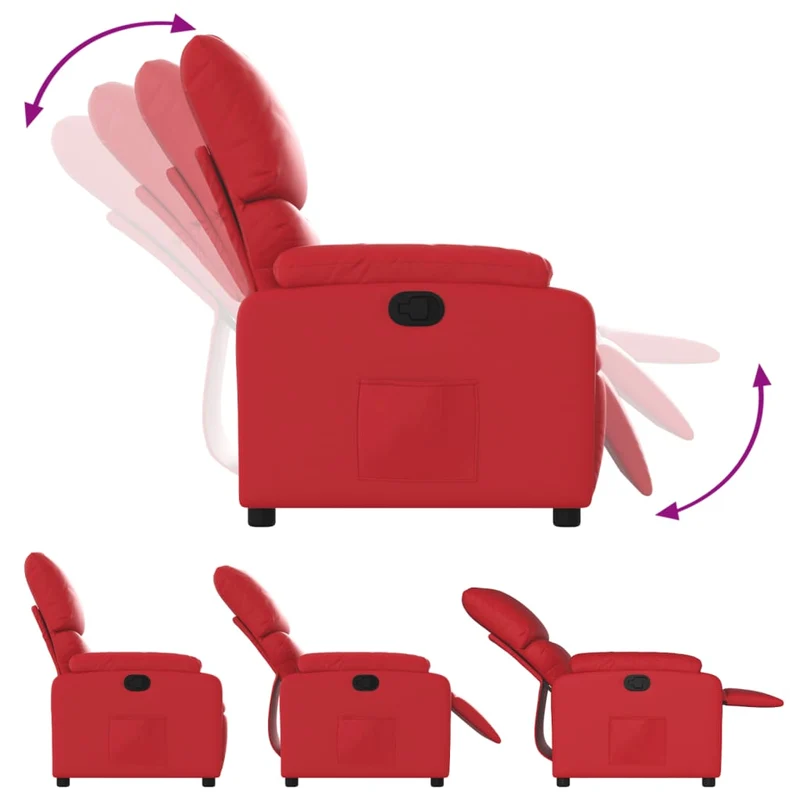 Fauteuil relax TV rembourrage confortable fonction d'inclinaison manuelle en PVC rouge DEC028166