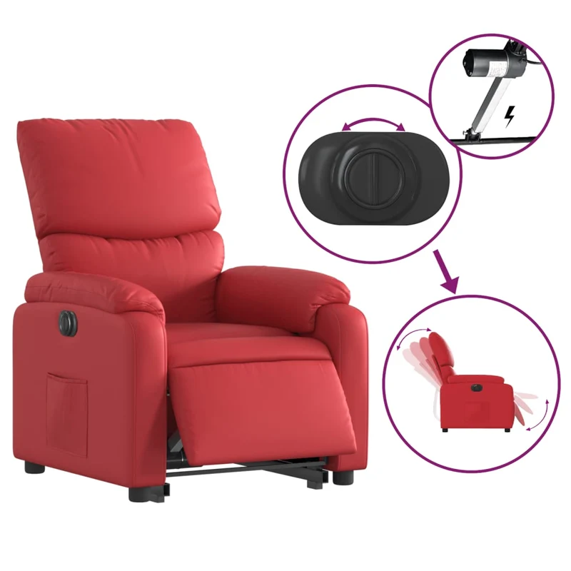Fauteuil relax TV fonction de levage électrique très confortable en PVC rouge DEC028557