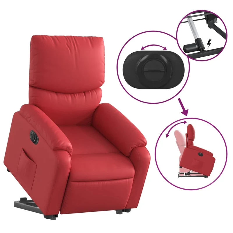 Fauteuil relax TV fonction de levage électrique très confortable en PVC rouge DEC028557
