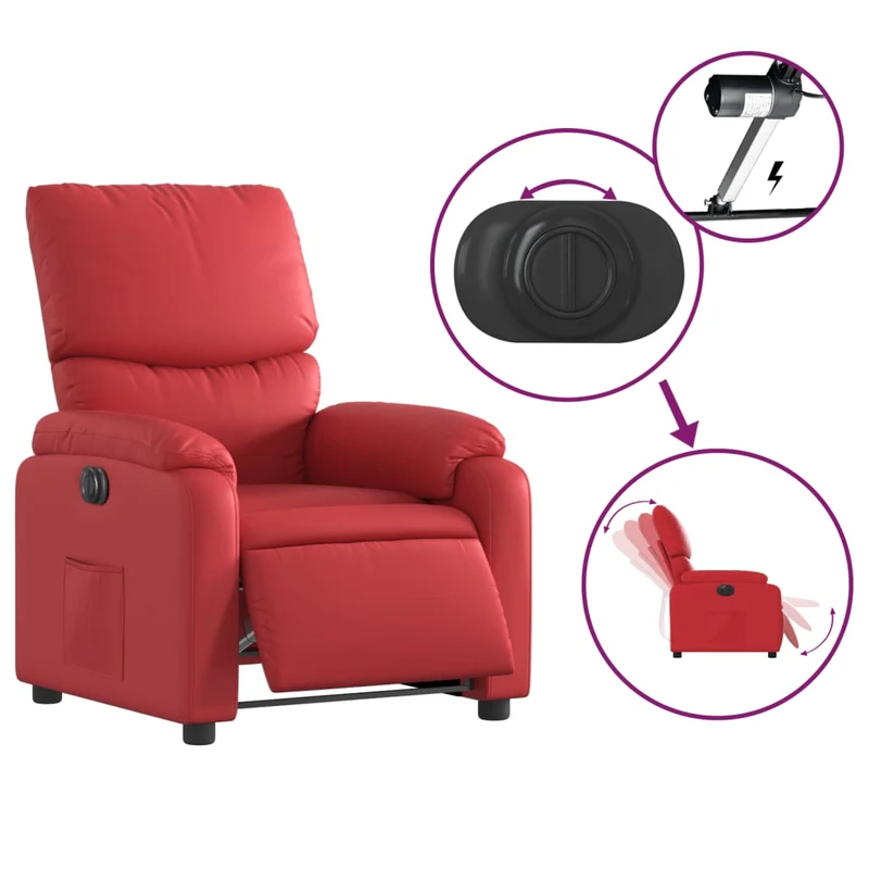 Fauteuil relax TV fonction d'inclinaison électrique très confortable en PVC rouge DEC028556