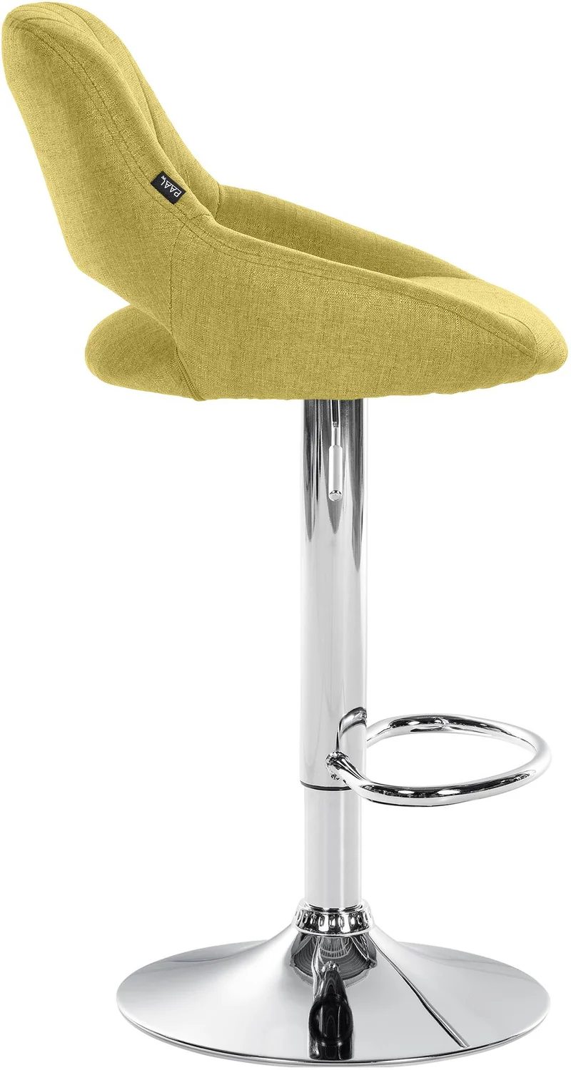 Tabouret de bar x1 avec repose-pieds réglables en tissu vert dossier ajouré et pied métal chromé 10_0006127