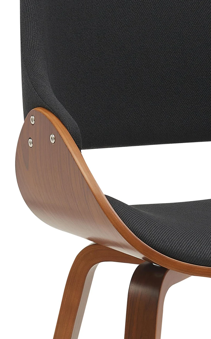 Chaises de salle à manger x2 design scandinave en bois courbé couleur noyer et tissu noir 10_0007662
