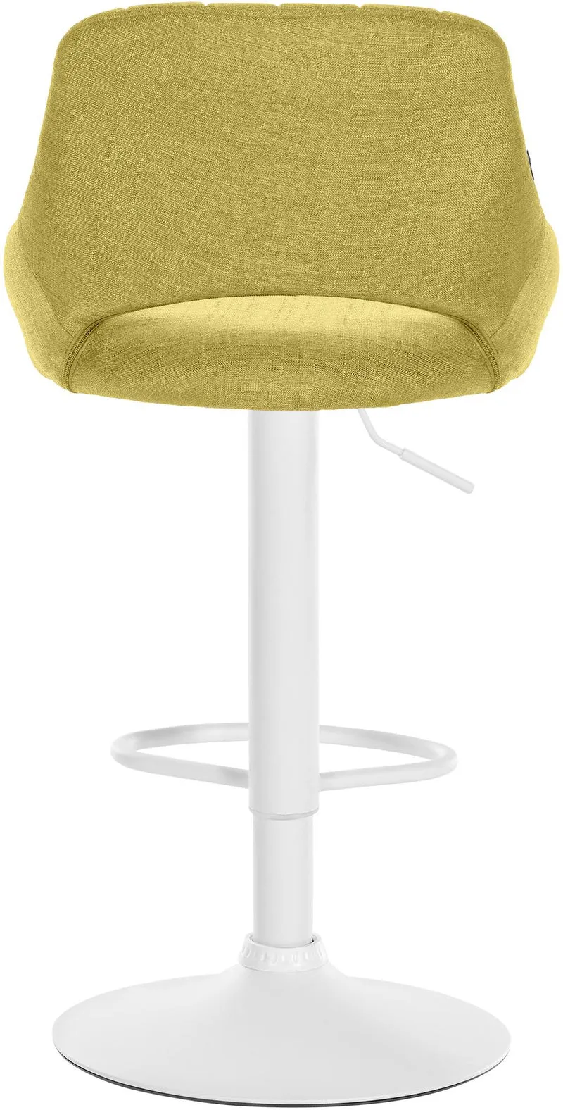 Lot de 2 tabourets de bar réglables en tissu vert dossier ajouré et pied métal blanc 10_0006541