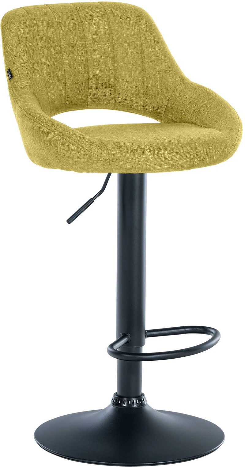 Tabouret de bar x1 avec repose-pieds réglables en tissu vert dossier ajouré et pied métal noir 10_0006128