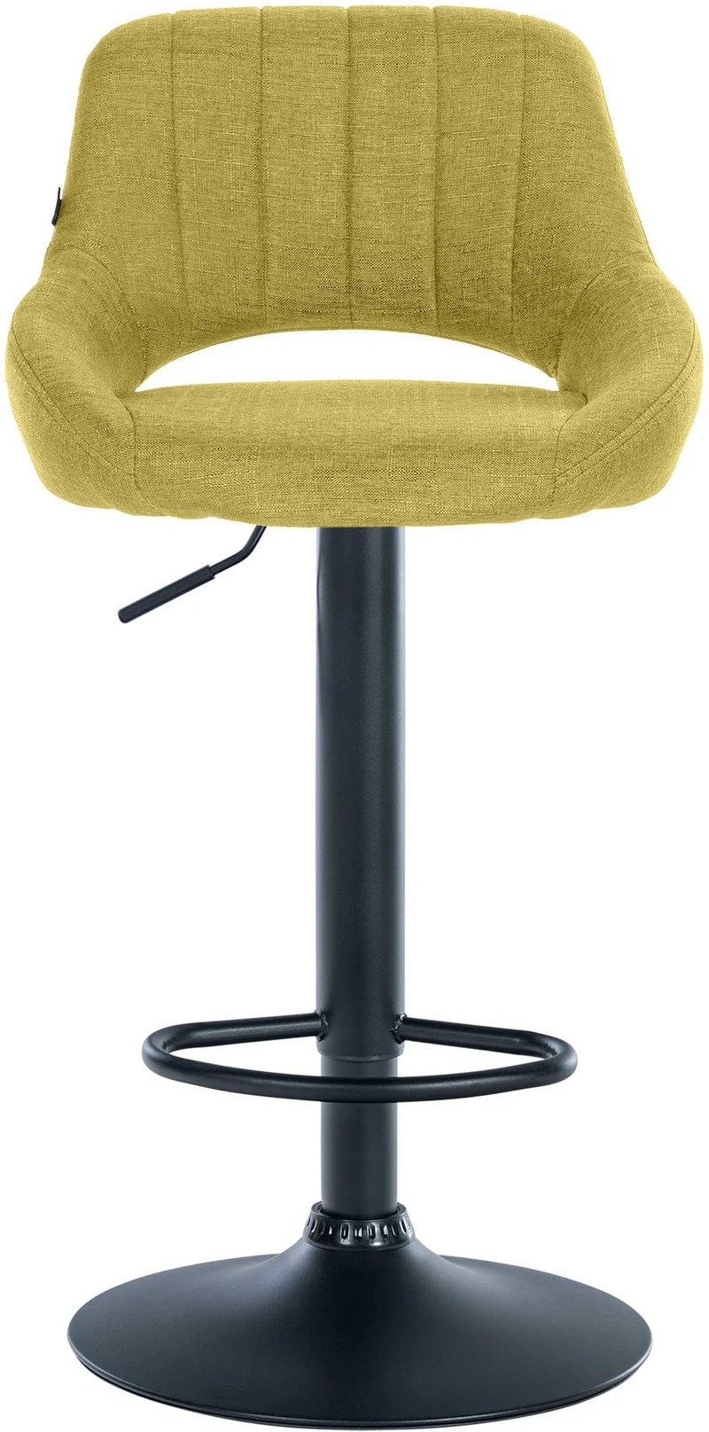 Tabouret de bar x1 avec repose-pieds réglables en tissu vert dossier ajouré et pied métal noir 10_0006128
