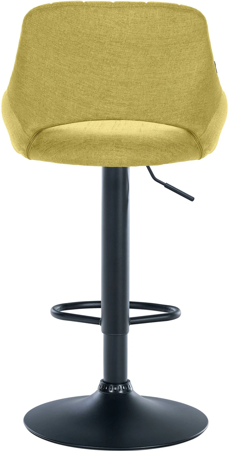 Tabouret de bar x1 avec repose-pieds réglables en tissu vert dossier ajouré et pied métal noir 10_0006128