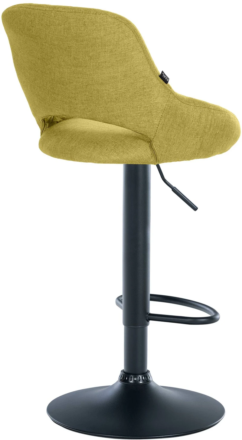 Tabouret de bar x1 avec repose-pieds réglables en tissu vert dossier ajouré et pied métal noir 10_0006128