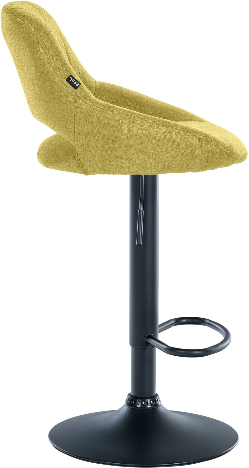 Tabouret de bar x1 avec repose-pieds réglables en tissu vert dossier ajouré et pied métal noir 10_0006128