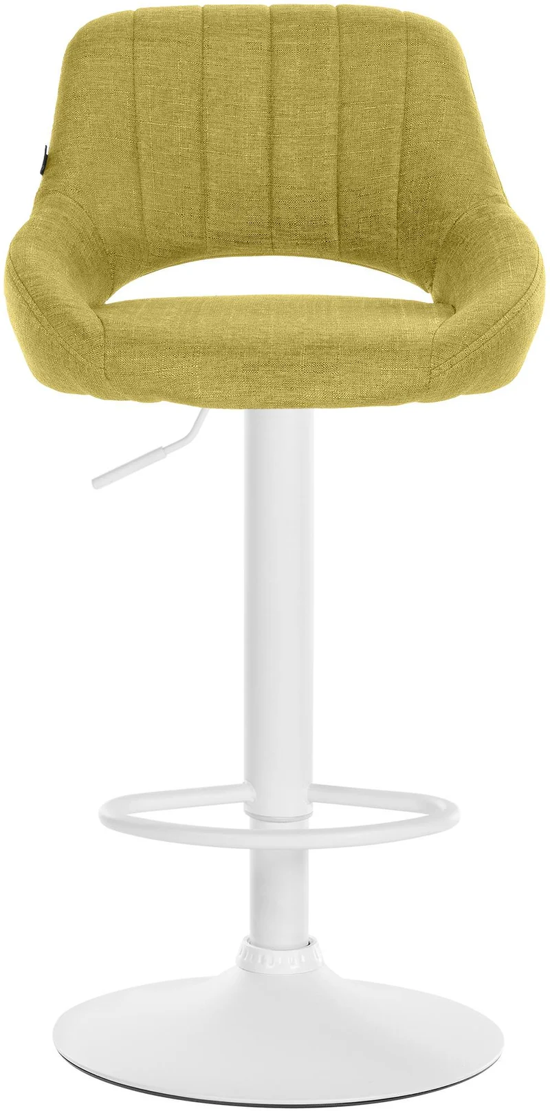 Tabouret de bar x1 avec repose-pieds réglables en tissu vert dossier ajouré et pied métal blanc 10_0006126