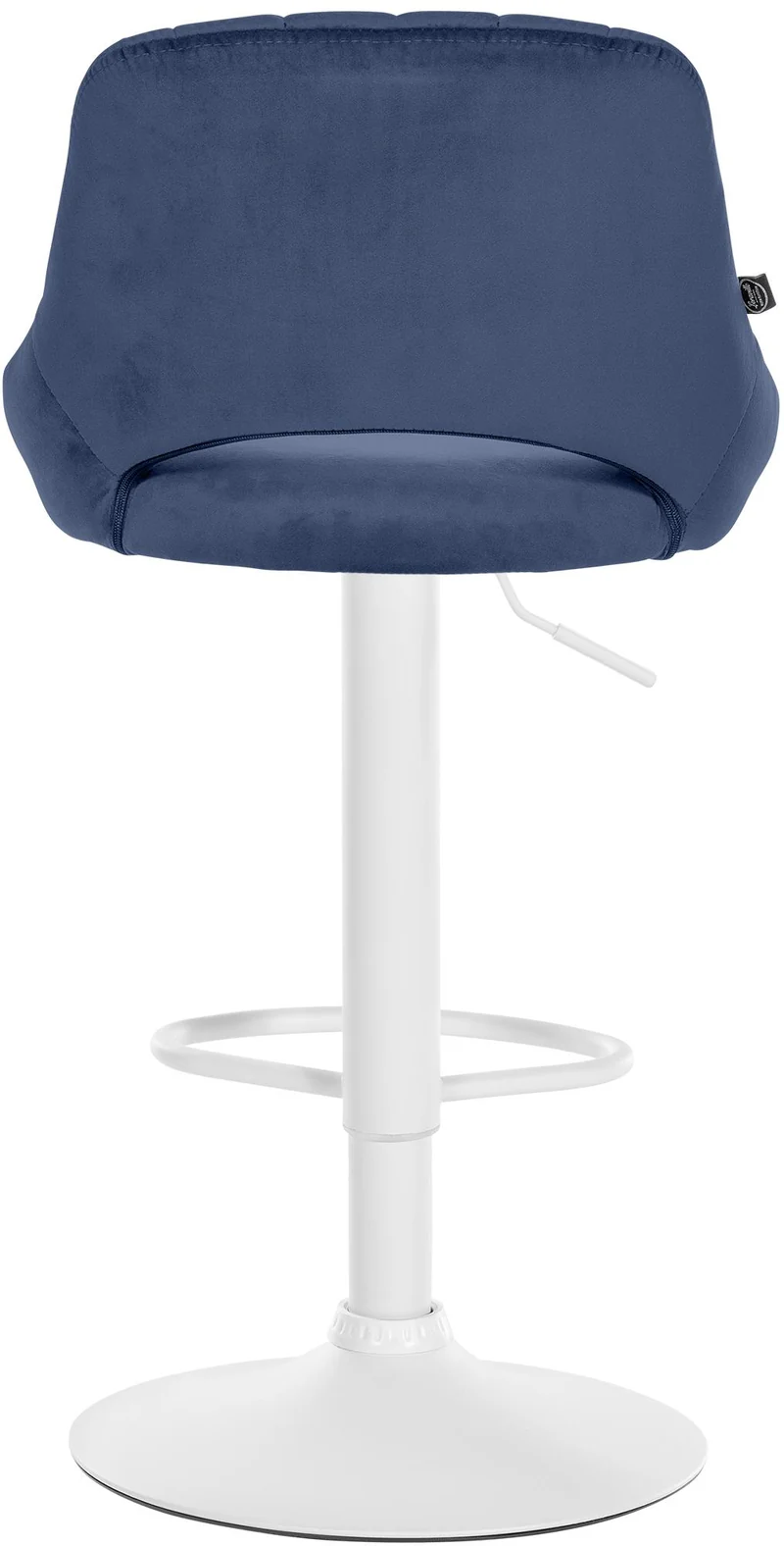 Lot de 2 tabourets de bar réglables en velours bleu dossier ajouré et pied métal blanc 10_0006119