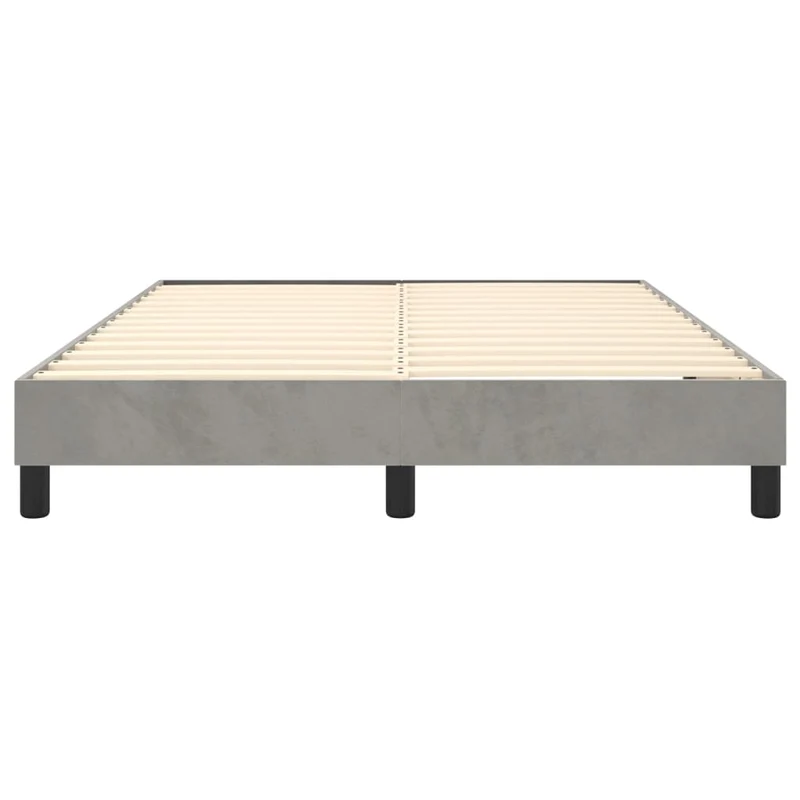 Sommier à lattes sur pieds cadre de lit 140x190 cm tissu velours gris clair TDL0207195