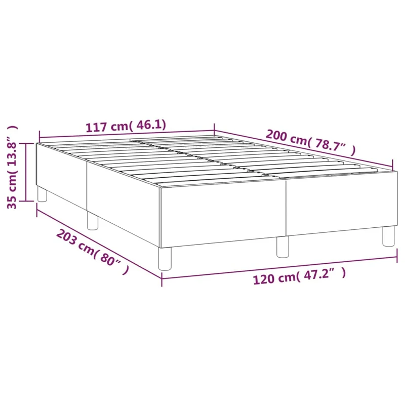 Sommier à lattes sur pieds cadre de lit 120x200 cm tissu gris foncé TDL0207143