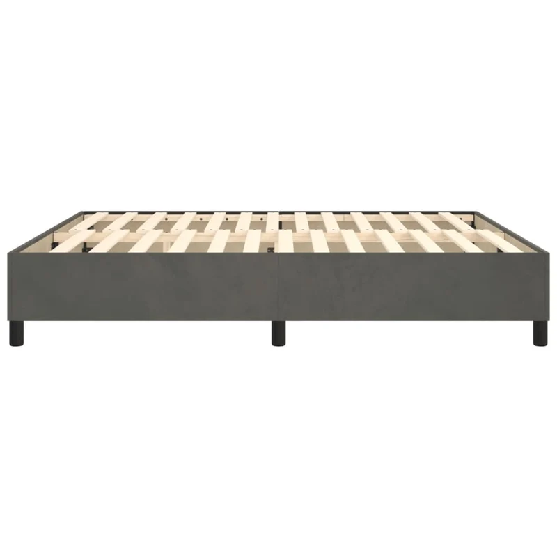 Sommier à lattes sur pieds cadre de lit 160x200 cm tissu velours gris foncé TDL0207123