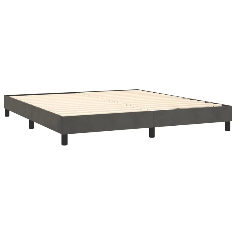 Sommier à lattes sur pieds cadre de lit 160x200 cm tissu velours gris foncé TDL0207124
