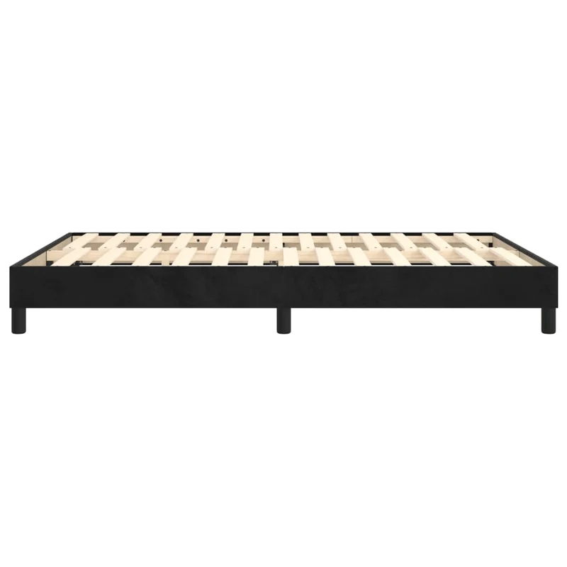 Sommier à lattes sur pieds cadre de lit 140x190 cm tissu velours noir TDL0207020