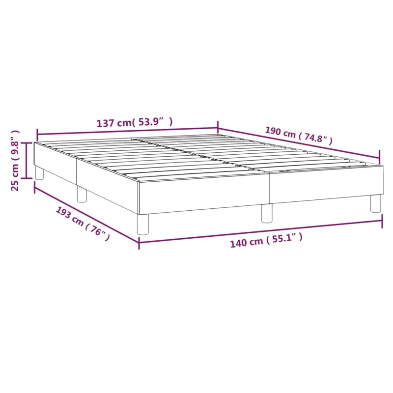 Sommier à lattes sur pieds cadre de lit 140x190 cm tissu velours noir TDL0207020