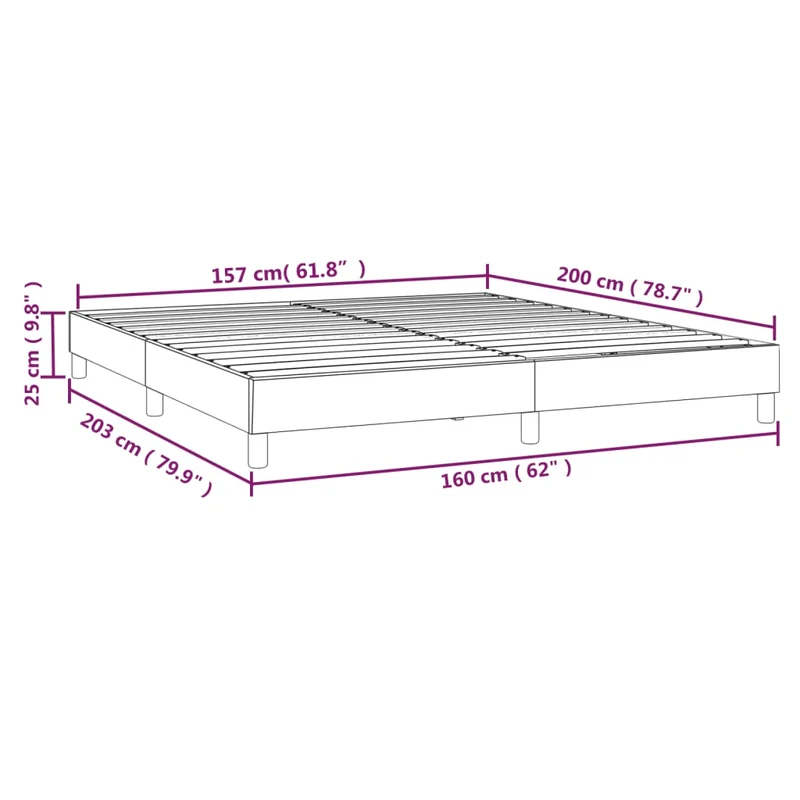 Sommier à lattes sur pieds cadre de lit 160x200 cm tissu gris clair TDL0207185