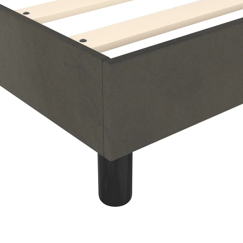 Sommier à lattes sur pieds cadre de lit 140x190 cm tissu velours gris foncé TDL0207135