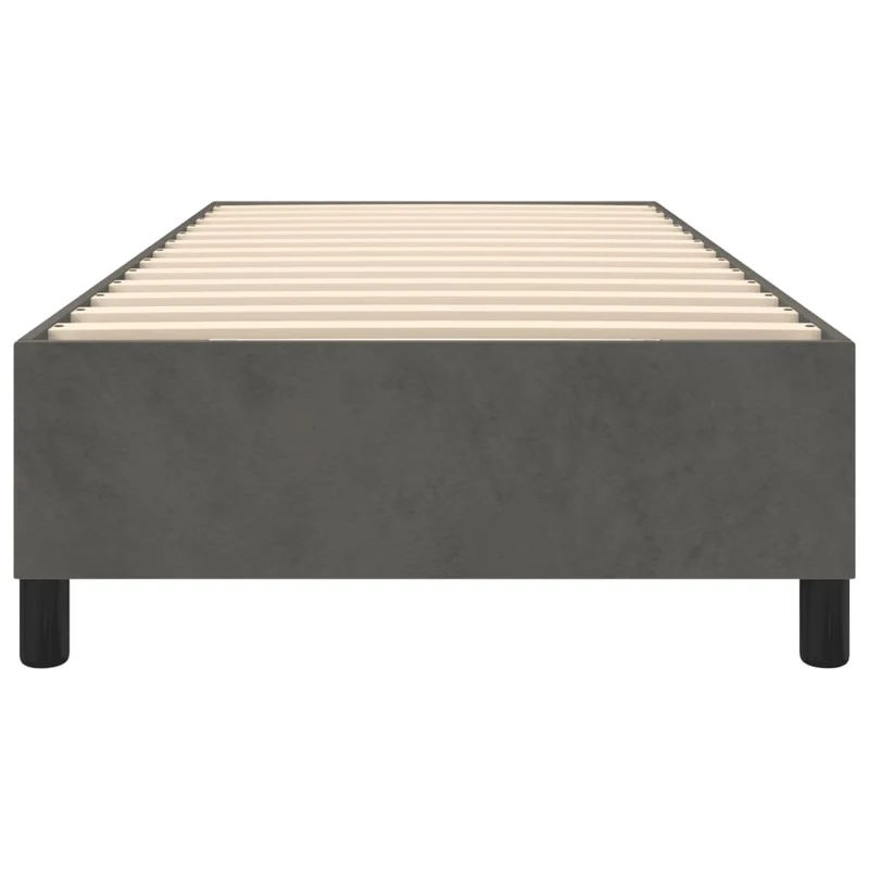 Sommier à lattes sur pieds cadre de lit 90x200 cm tissu velours gris foncé TDL0207093