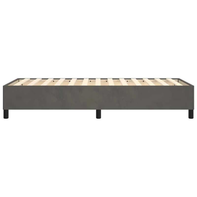 Sommier à lattes sur pieds cadre de lit 90x200 cm tissu velours gris foncé TDL0207093