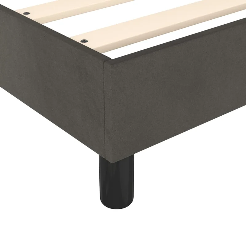 Sommier à lattes sur pieds cadre de lit 90x200 cm tissu velours gris foncé TDL0207093
